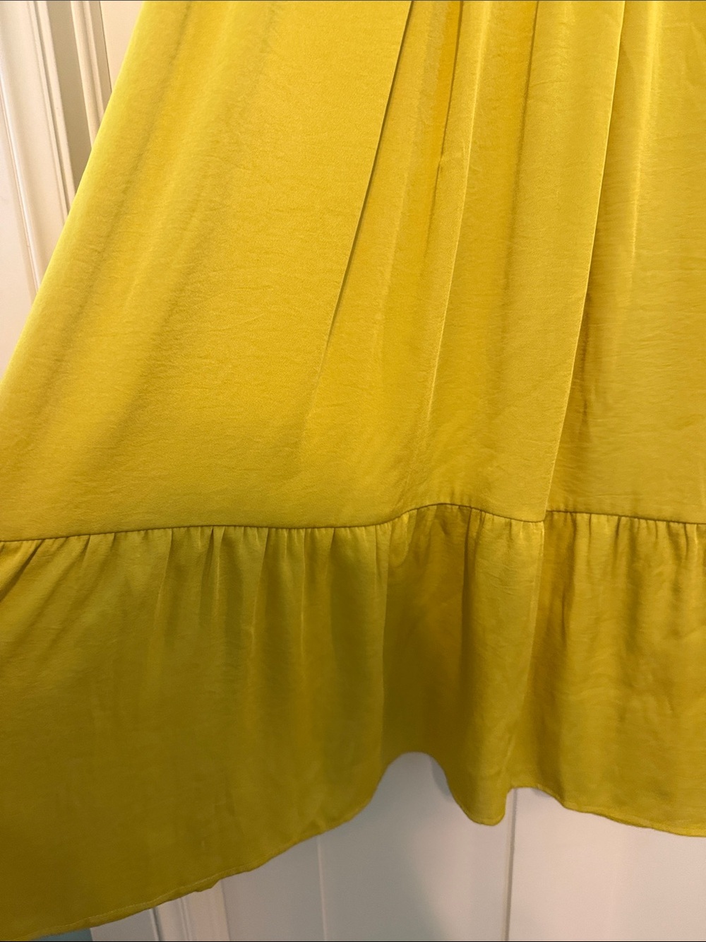 Tyche Bright Yellow Elastic-Waist Boho Festival Fairy Satin Maxi Skirt Size M - Picture 5 of 6